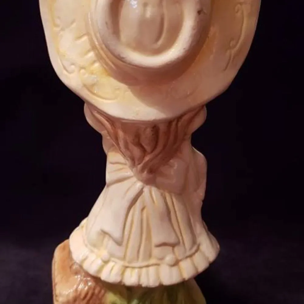 Vintage Porcelain Ceramic Girl in Yellow Dress Bonnet